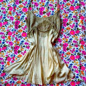 Free People Golden beaded mini dress